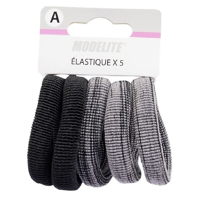 &Eacute;lastique en mousse noir et gris x5