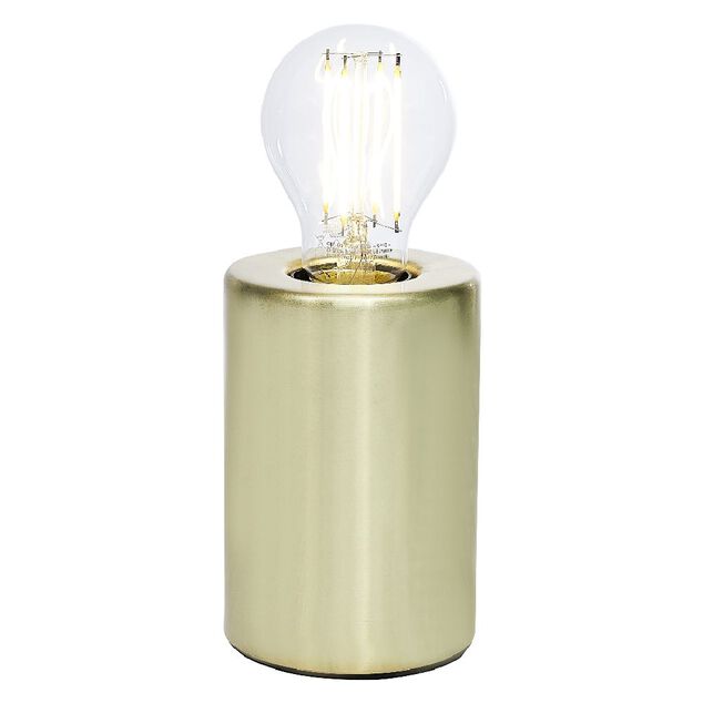 Lampe base ronde en m&eacute;tal jaune dor&eacute; &Oslash;8xH12cm