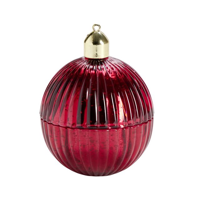 Bougie dans verre forme boule de No&euml;l &Oslash;8xH10,5cm (4 mod&egrave;les)