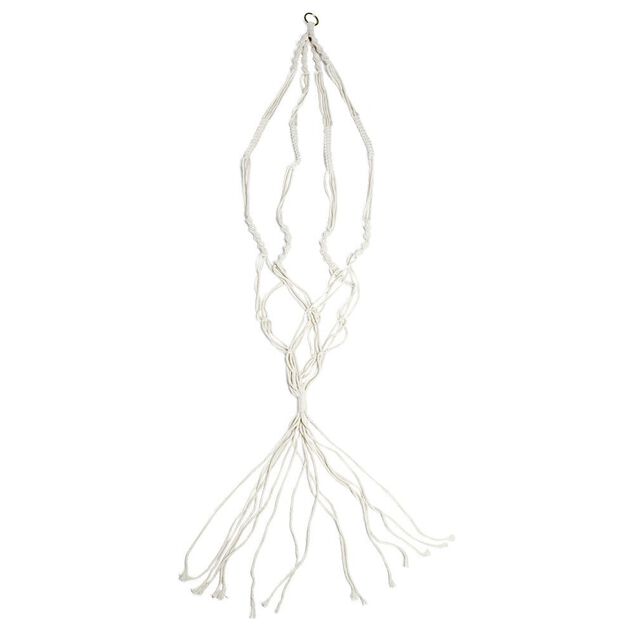 Suspension coton style macram&eacute; pour pot de jardin H140cm
