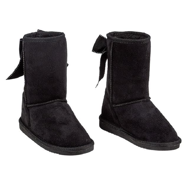 Botte pour enfant fourr&eacute;e avec un noeud noir brod&eacute; &agrave; l'arri&egrave;re T30/31