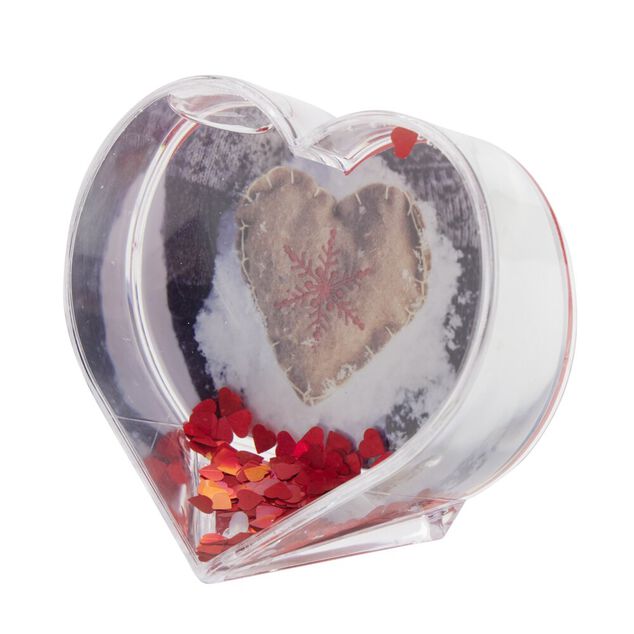 Boule &agrave; neige personnalisable forme coeur en verre 9,5x9,5cm