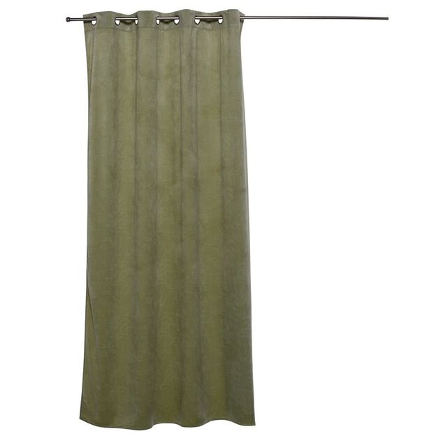 Rideau velours emboss&eacute; vert motif v&eacute;g&eacute;tal 100% polyester 140x240cm