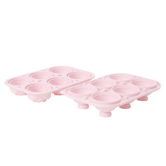 Moule &agrave; gla&ccedil;on x6 forme fleur silicone rose 12,5x18cm