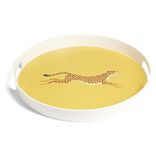 Plateau rond l&eacute;opard m&eacute;lamin&eacute; jaune &Oslash;34,5xH4,1cm