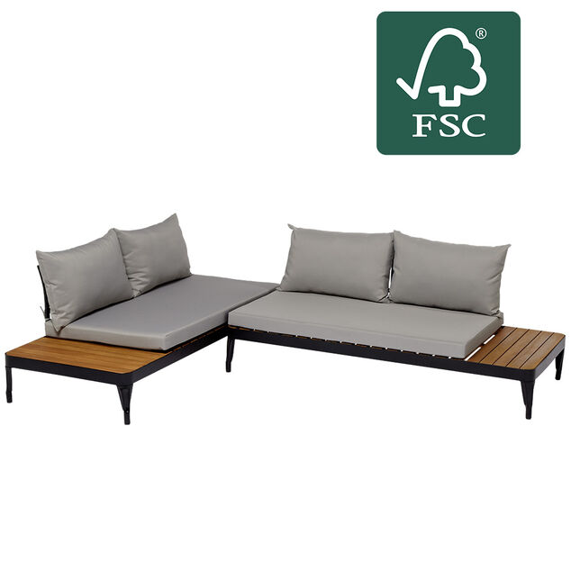 Salon de jardin Fabrik m&eacute;tal et bois certifi&eacute; FSC&reg;