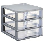 Tour de rangement 3 tiroirs format A6 gris