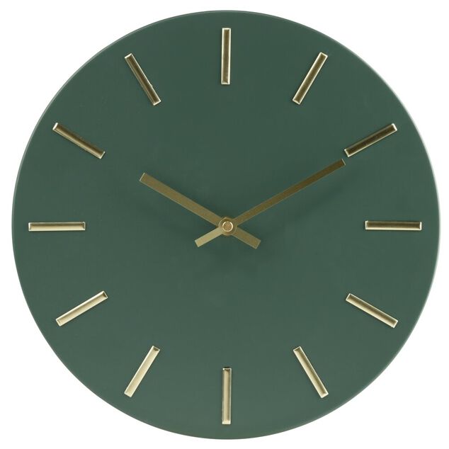 Horloge ronde en métal vert céladon Ø30cm