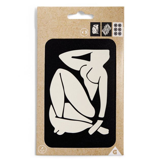 Lot de 3 affiches style Matisse papier noir et beige 10x15cm