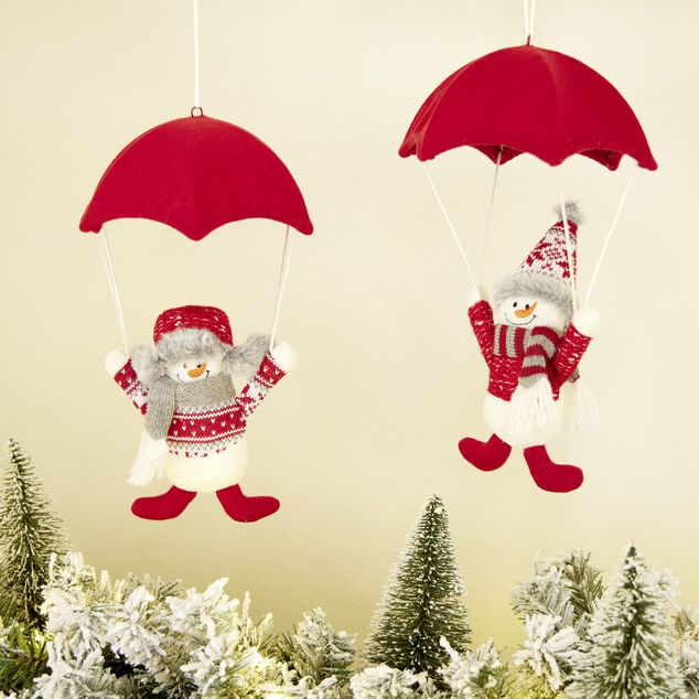 Bonhomme de neige avec parachute H32cm - 2 mod&egrave;les