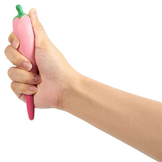 Stylo de d&eacute;compression &agrave; rebond forme carotte ou aubergine