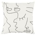 Coussin déco line art visage 45x45cm blanc et noir