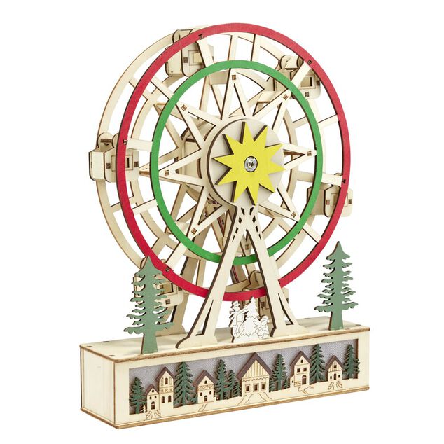 Grande roue anim&eacute;e en bois d&eacute;coration &agrave; poser H24,5cm (2 mod&egrave;les)