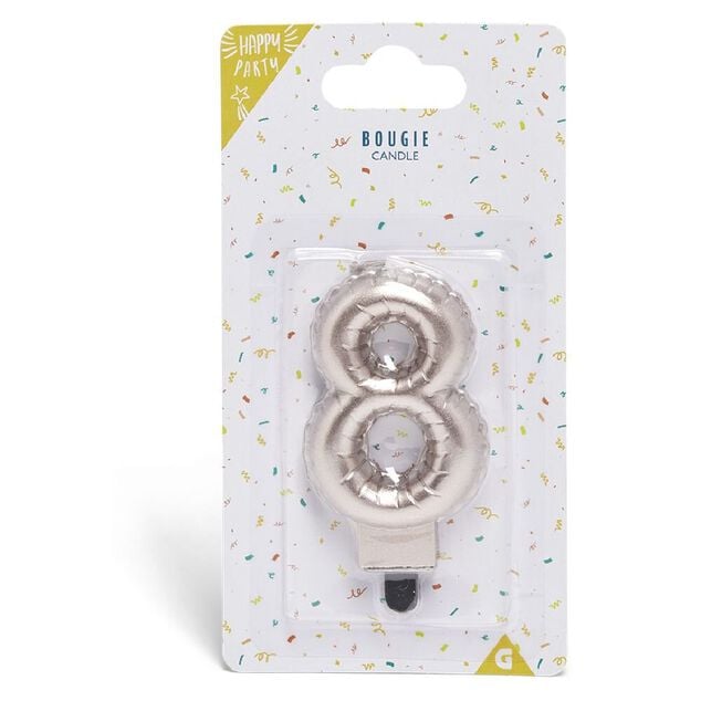 Bougie anniversaire chiffre 8 rose gold