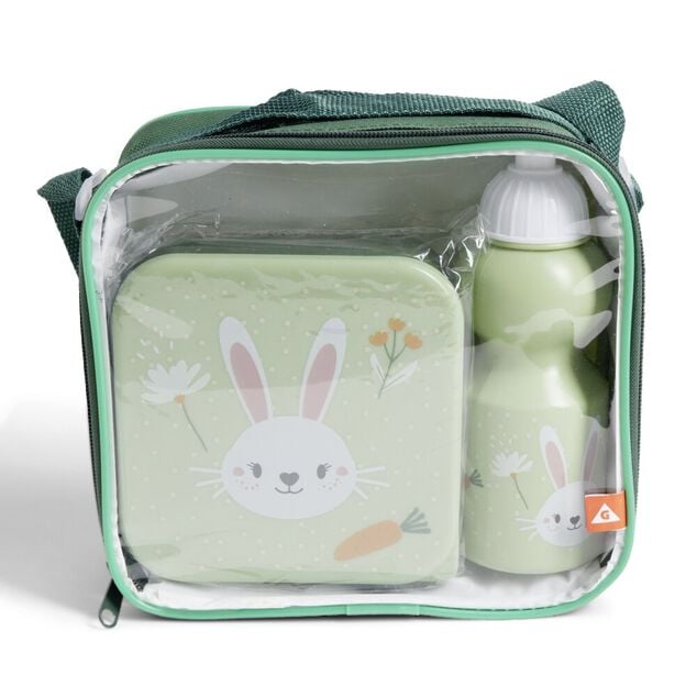 Lunchbox enfant 720ml avec gourde 350ml et sac de transport lapin vert