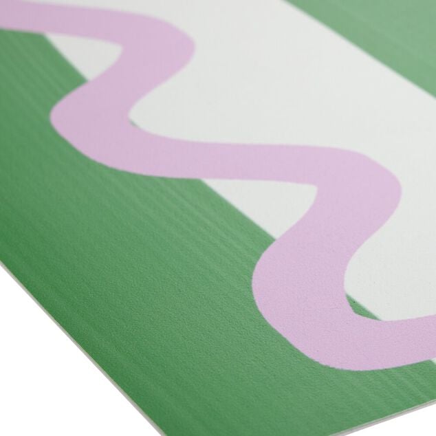 Tapis vinyle rectangulaire Good Vibes rayures vert et rose 50x100cm