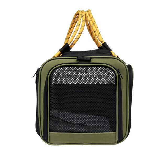 Pani&egrave;re de transport pour animaux plastique souple vert 45x30xH30cm
