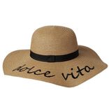 Chapeau de paille capeline Dolce Vita ruban noir 58cm