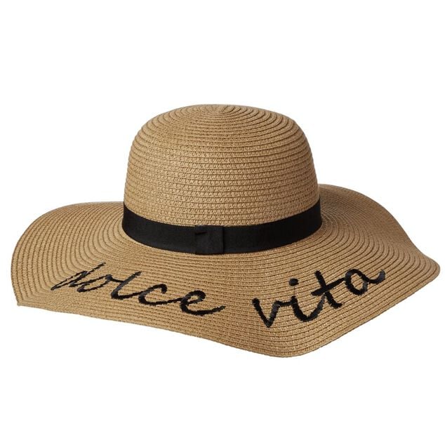 Chapeau de paille capeline Dolce Vita ruban noir 58cm