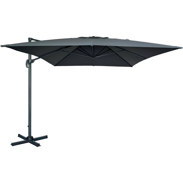 Parasol d&eacute;port&eacute; rectangulaire Madrid gris anthracite UPF50+ 400x300xH272cm