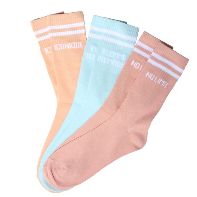 Chaussettes de tennis femme &agrave; message humour x3 coton et polyester 36/40 (3 mod&egrave;les)