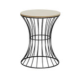 Bout de canap&eacute; Dusty MDF effet naturel et acier noir &Oslash;30xH39cm