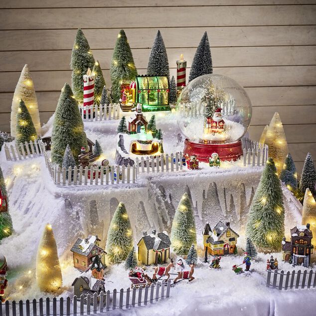 Boule à neige animée lumineuse musicale rouge Ø21cm