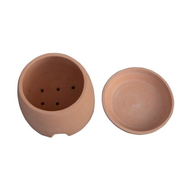 Pot rond en terre cuite avec r&eacute;serve d'eau &Oslash;27xH26cm