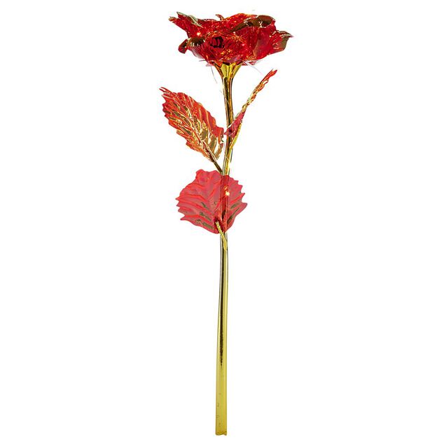 Rose &eacute;ternelle iris&eacute;e lumineuse avecLED 15x15xH50cm (3 mod&egrave;les)