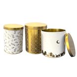 Lot de 3 boîtes alimentaires décor Noël métal blanc et doré 3 tailles