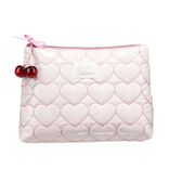 Trousse de toilette coton motif coeur rose 15,5x21cm