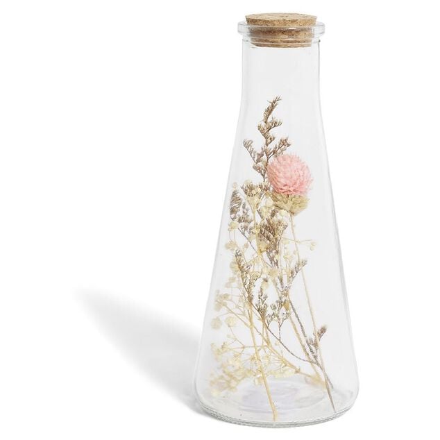 Pot avec fleur s&eacute;ch&eacute;e &Oslash;8xH19cm