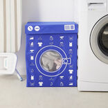 Panière de rangement à linge décor machine à laver bleu 44x35x55cm