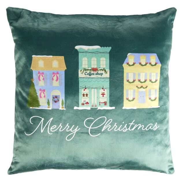 Coussin carr&eacute; imitation velours imprim&eacute; No&euml;l L45X45XH10 cm (4 mod&egrave;les)
