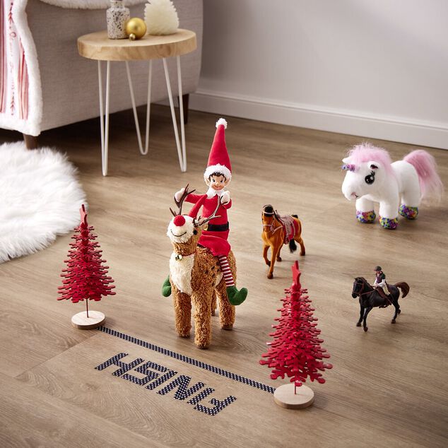 D&eacute;coration de No&euml;l &agrave; poser renne marron 17x10xH27cm