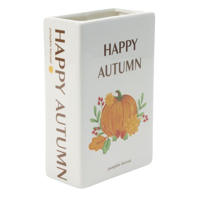 Vase rectangulaire automne en c&eacute;ramique 13,5x6,5xH20cm (2 mod&egrave;les)