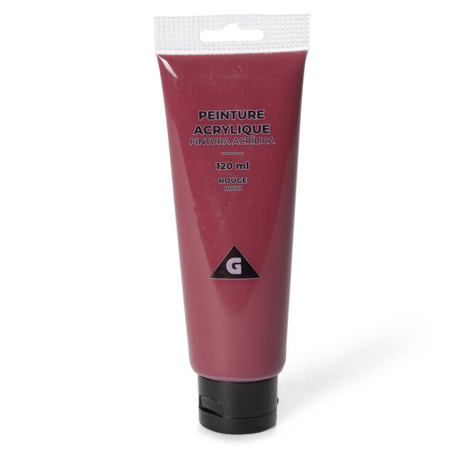 Tube peinture acrylique 120ml rouge
