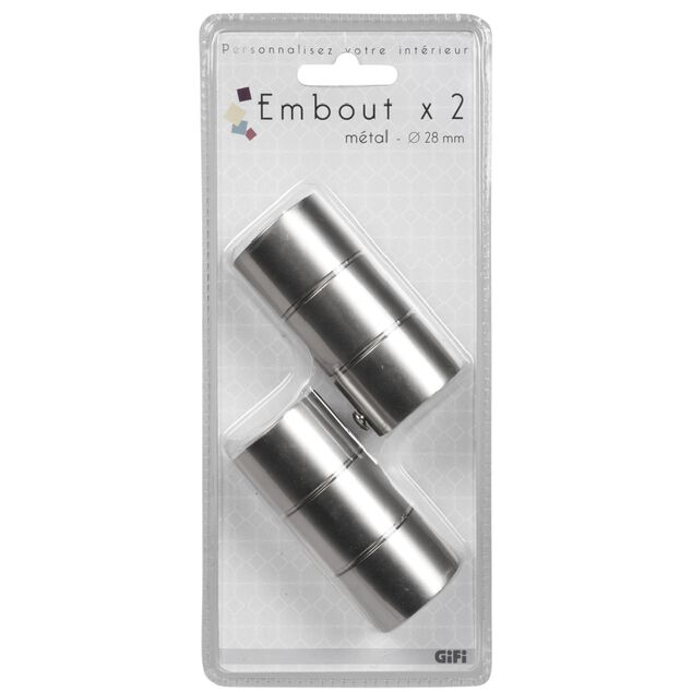 Embout pour tringle &agrave; rideaux x2 couleur m&eacute;tal nickel