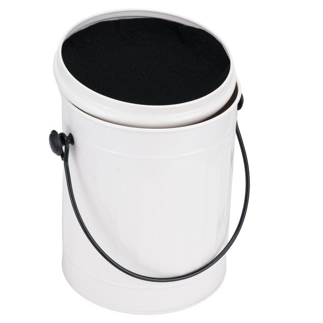 Poubelle &agrave; compost 5L avec filtre &agrave; charbon m&eacute;tal blanc &Oslash;19xH22,5cm
