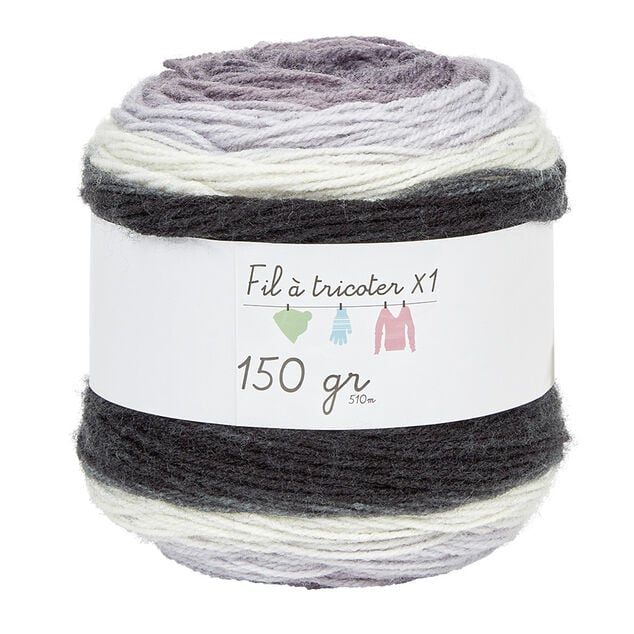 Pelote de laine toupie ton gris 510m