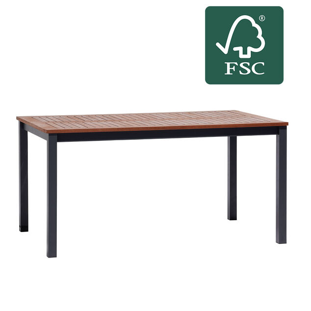 Table de jardin Bali 6 personnes aluminum et bois