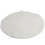 Tapis de bain motif feuilles rond &Oslash;70cm coton beige