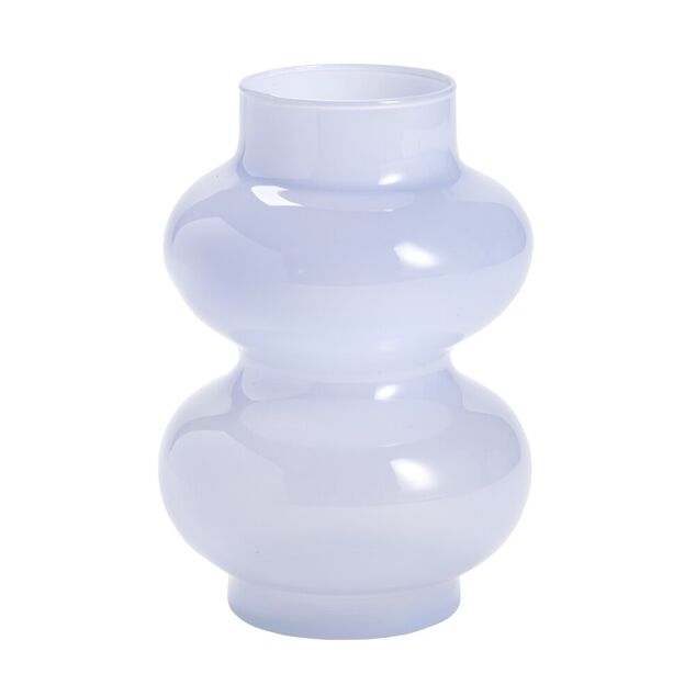 Vase en verre ondul&eacute; bleu &Oslash;12,5xH18,5cm