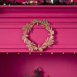 Couronne &agrave; suspendre feuillage dor&eacute; en m&eacute;tal &Oslash;30cm