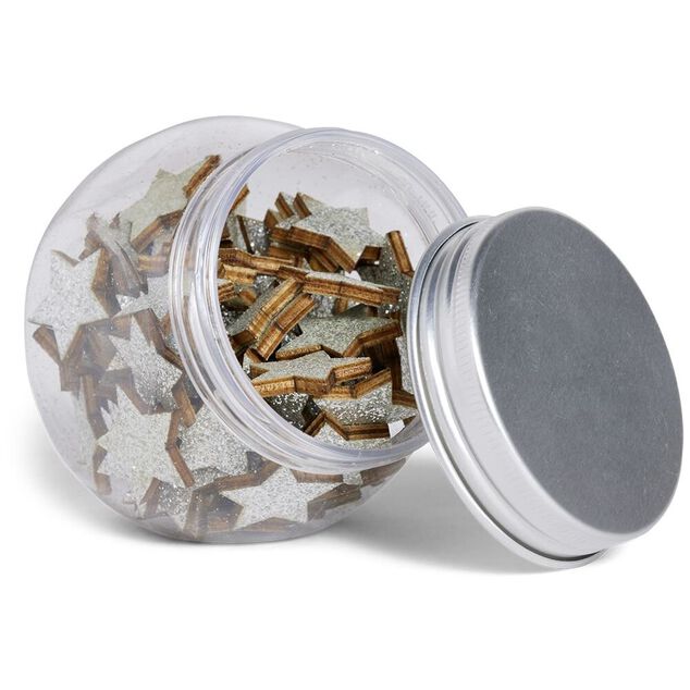 &Eacute;toile d&eacute;coration de table bois paillet&eacute; dor&eacute; ou argent&eacute; x80 - 2 mod&egrave;les