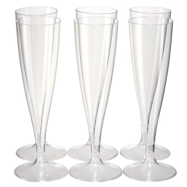 Lot de 6 flûtes 140ml plastique transparent Ø5xH18cm