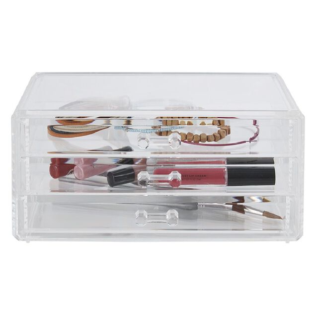 Boîte rectangulaire 3 tiroirs transparents