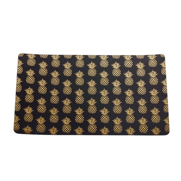 Set de table rectangulaire plastique noir ananas dor&eacute;