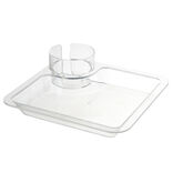 Plateau repas carr&eacute; transparent avec compartiments 20x20cm