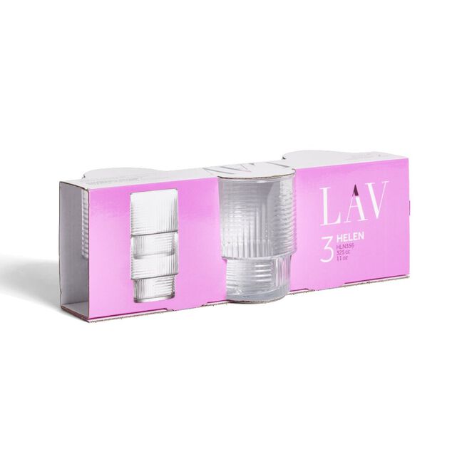 Lot de 3 gobelets en verre empilables 32,5cl